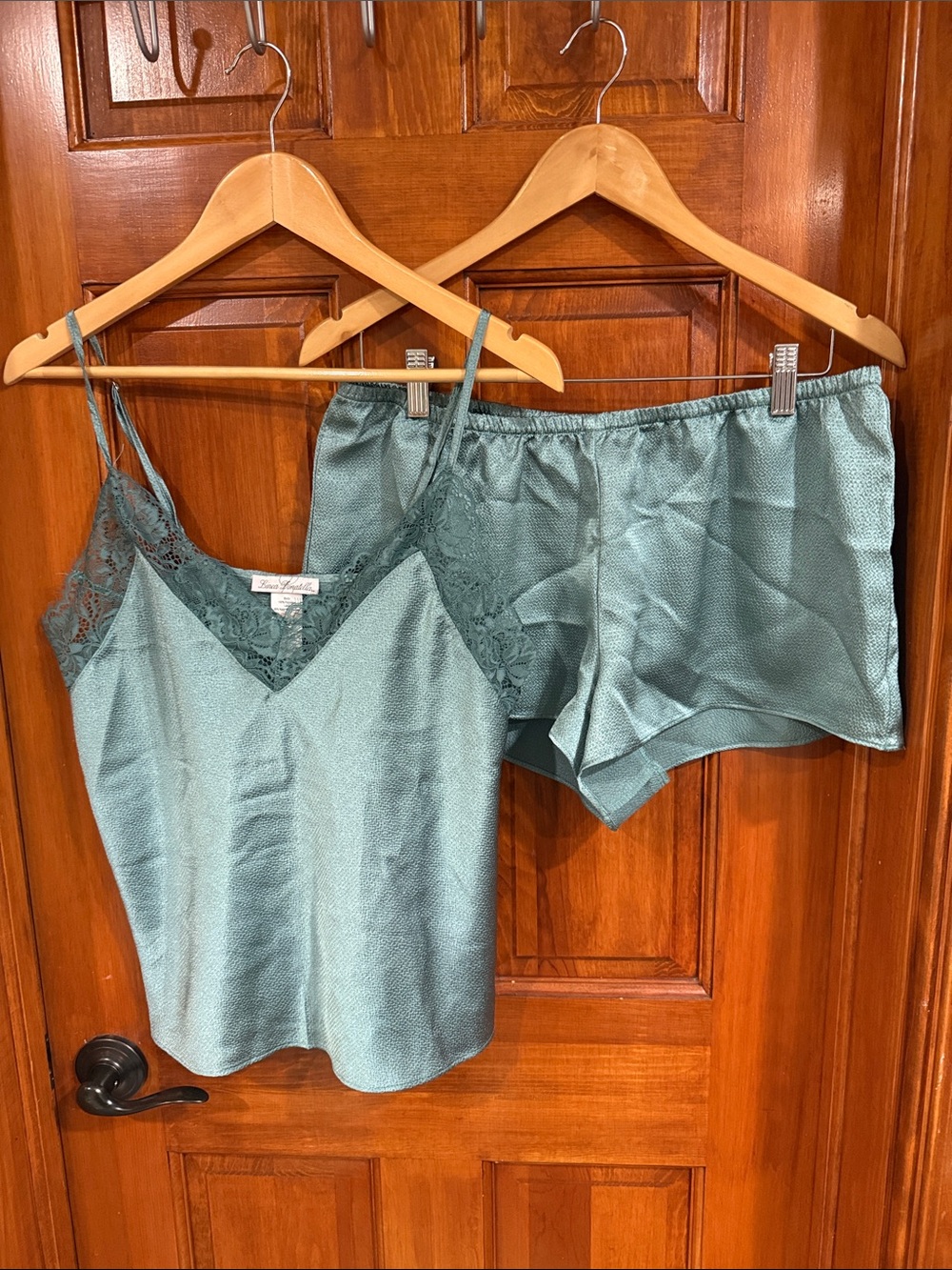 Silky Lace-Trim Cami & Shorts Pajama Set - Teal